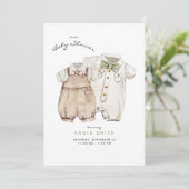 Twins Boys Niedlich Clothes Kinderdusche Einladung (Stehend Vorderseite)