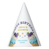 Twins Boys's Ice Cream Birthday Party Gefälligkeit Partyhütchen (Vorderseite)