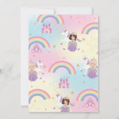 Twins Brunette Blonde Princesses Unicorn Birthday  Einladung (Rückseite)