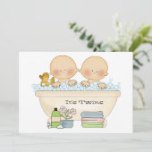 Twins Bubble Bath Baby Dusche Einladung (Stehend Vorderseite)