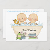 Twins Bubble Bath Baby Dusche Einladung (Vorne/Hinten)