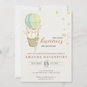 TWINS Bunny Balloons Babydusche Einladung (Vorderseite)