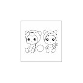Twins Cat Bear Baby Jumpsuit 1x1 Gummistempel (Prägung)
