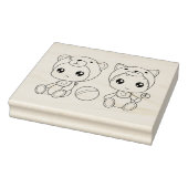 Twins Cat Bear Baby Jumpsuit Colour Page Gummistempel (Stempel)