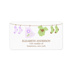 Twins Clothesline Baby Duwer Labels Adressaufkleber