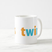 TWINS COLLECTION - Jungen {Orange + aqua} Kaffeetasse (VorderseiteRechts)