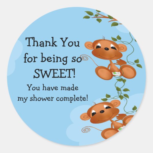 Twins Danke, Monkey Baby Shower Sticker (Vorderseite)