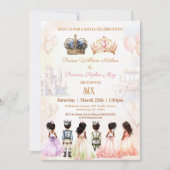 Twins Dark Skin Princess Crown Royal Einladung (Vorderseite)