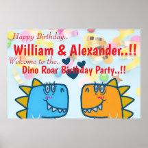 Twins Dino Roar Birthday Party
