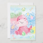 Twins Dinosaur Floral Greenery Baby Girl Shower Einladung (Rückseite)