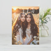 Twins Double Grad Party Foto Ankündigung (Stehend Vorderseite)