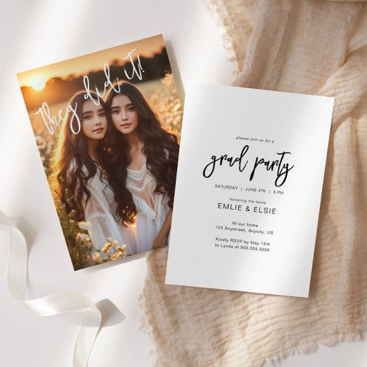Twins Double Grad Party Foto Ankündigung