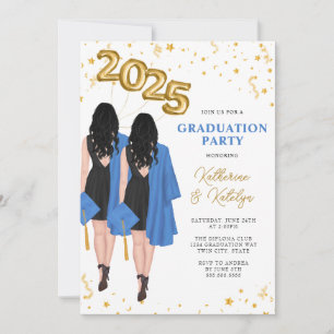 Twins Double Graduation Party Einladung