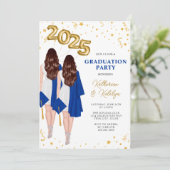 Twins Double Graduation Party Einladung (Stehend Vorderseite)