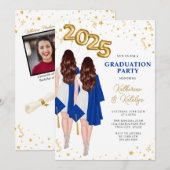 Twins Double Graduation Party Einladung (Vorne/Hinten)
