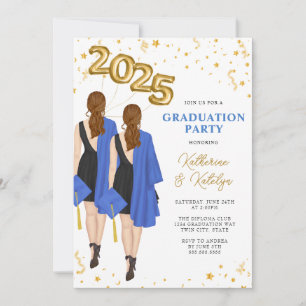 Twins Double Graduation Party Einladung