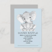 Twins Elephant Baby Showdiaper Raffle Ticket Begleitkarte (Vorne/Hinten)