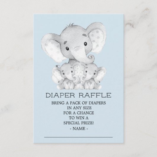 Twins Elephant Baby Showdiaper Raffle Ticket Begleitkarte (Vorderseite)