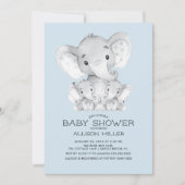 TWINS Elephant Baby Shower Einladung (Vorderseite)
