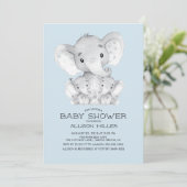 TWINS Elephant Baby Shower Einladung (Stehend Vorderseite)