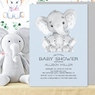 TWINS Elephant Baby Shower Einladung