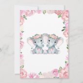 Twins Elephant Baby Shower Einladung Rose pink (Rückseite)