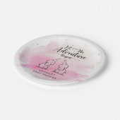 Twins Elephants Baby Shower Paper Plate Pappteller (Schrägansicht)