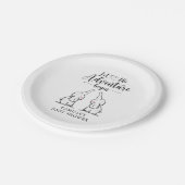 Twins Elephants Baby Shower Paper Plate Pappteller (Schrägansicht)