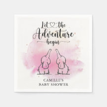 Twins Elephants Babydusche Napkins