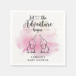 Twins Elephants Babydusche Napkins Serviette