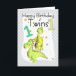 Twins Erste Geburtstagskarte - Niedliche Drachen Karte<br><div class="desc">Twins Erste Geburtstagskarte - Niedliche Drachen</div>