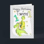 Twins Erste Geburtstagskarte - Niedliche Drachen Karte<br><div class="desc">Twins Erste Geburtstagskarte - Niedliche Drachen</div>
