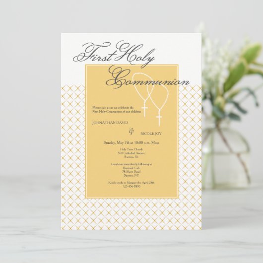 Twins Erste Heilige Kommune Einladung (Stehend Vorderseite)