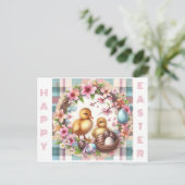 Twins Erste Osterwasserfarbe Zwei Entenlings Postkarte (Stehend Vorderseite)