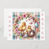 Twins Erste Osterwasserfarbe Zwei Entenlings Postkarte (Vorne/Hinten)