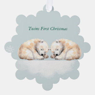 Twins Erste Weihnachtsbärenverzierung Ornament Karte