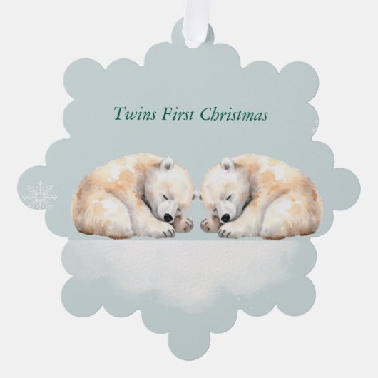 Twins Erste Weihnachtsbärenverzierung Ornament Karte (Vorderseite)