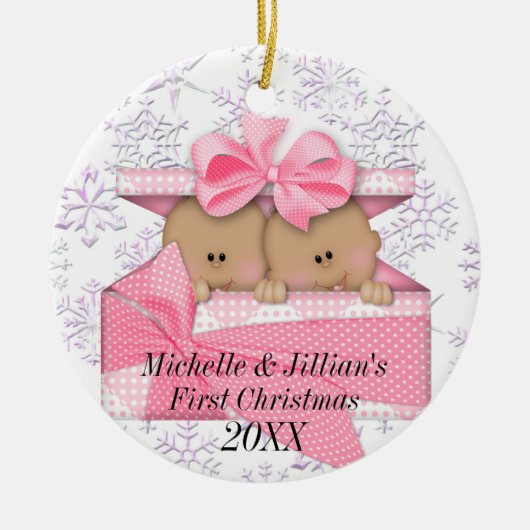 Twins Erste Weihnachtsfeier Keramik Ornament (Vorne)