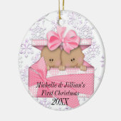 Twins Erste Weihnachtsfeier Keramik Ornament (Links)