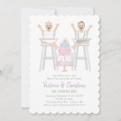 Twins erster Geburtstag Smash Cake Einladung (Vorderseite)