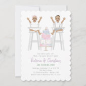 Twins erster Geburtstag Smash Cake Einladung (Vorderseite)