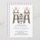 Twins erster Geburtstag Smash Cake Einladung (Vorne/Hinten)