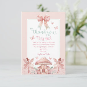 Twins Fairy Girls Mushroom House Ribbon Geburtstag Dankeskarte