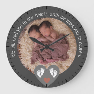 Twins Fehlwagenbaby Loss Memorial Stillgeborene Große Wanduhr
