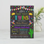 Twins Fiesta Babydusche Einladung (Stehend Vorderseite)