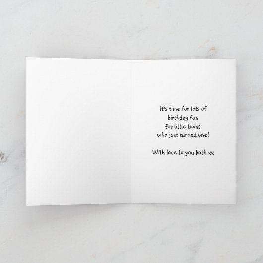Twins First Birthday Card - Geschenke Karte (Innenseite)
