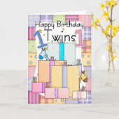 Twins First Birthday Card - Geschenke Karte (Gelbe Blume)