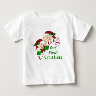 Twins First Christmas Candy Cane Baby T-shirt