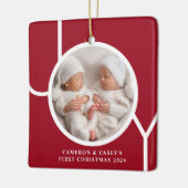 Twin's First Christmas Custom Photo Red Keramikornament (Links)