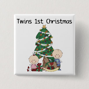Twins First Christmas Tshirts und Geschenke Button